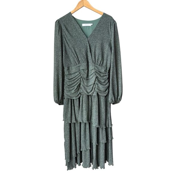 ASTR The Label Green Ruched Ruffle Floral Print Midi Dress - Picture 5 of 13